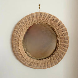 El Yapımı Örgü Bambu Ayna 42 cm